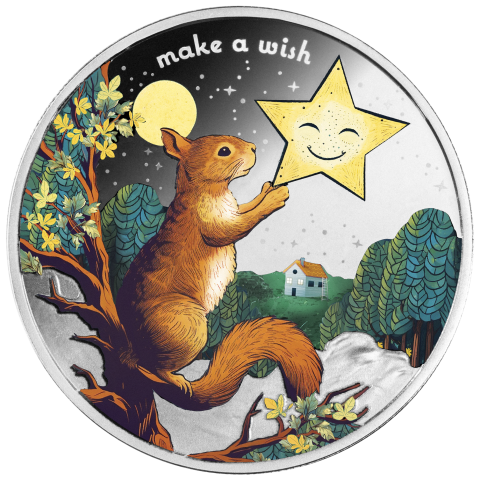 SQUIRREL MAKE A WISH 17.50 g SILVER COIN 500 FRANCES CFA CAMEROON 2024