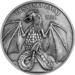 TRSAT DRAGON 2 OZ SILVER COIN 6 EURO MALTA 2024