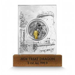 TRSAT DRAGON 2 OZ SILVER COIN 6 EURO MALTA 2024