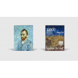 AUTOPORTRET 1889 VINCENT VAN GOGH 2,5 OZ 999 Ag, 750 g 999 Zn, 120 g 999 Cu 10000 FRANKÓW CFA REPUBLIKA CZADU 2024