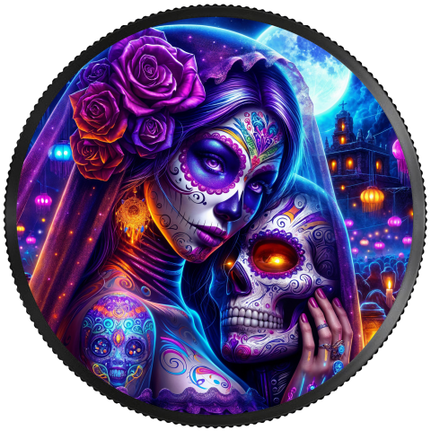 DIA DE LOS MUERTOS - BLACK WIDOW 1 OZ SILVER COIN MEXICO 2024