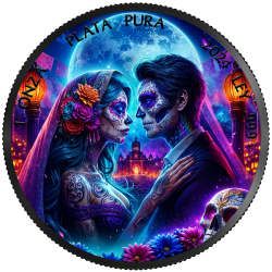 DIA DE LOS MUERTOS - BLACK WIDOW 1 OZ SILVER COIN MEXICO 2024