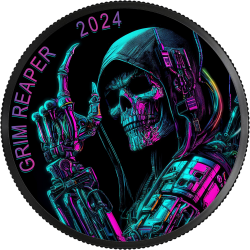 GRIM REAPER CYBERPUNK 1 OZ 5 DOLLARS SILVER COIN CANADA 2024