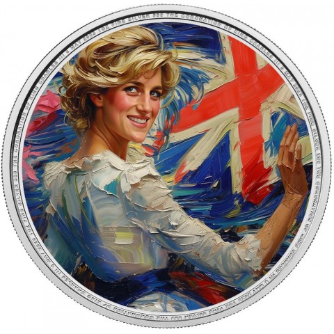 DIANA - ELEGANCE IN ART - 1 OZ 2 POUNDS SILVER COIN BRITANNIA CHARLES III 2023