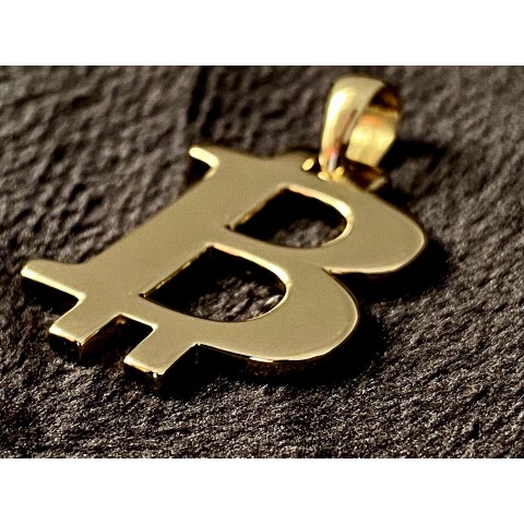 BITCOIN GOLD BTC SYMBOL 585 14K PENDANT 7 GRAMM