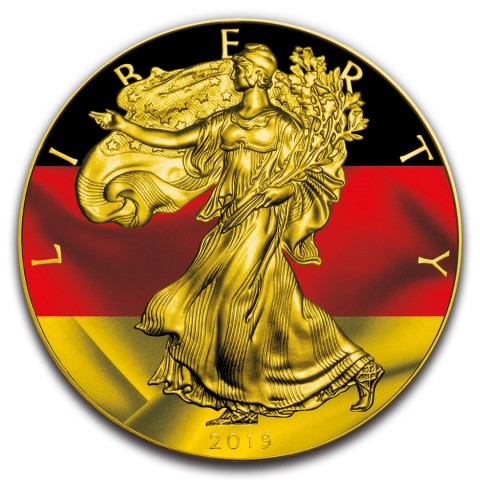 2019 1Oz American Silver Eagle German Flag Gilded