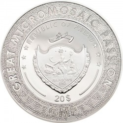 GREAT MICROMOSAIC PASSION - GIRL WITH PEARL EARNING PALAU 2019 3 OZ 20 DOLLARS