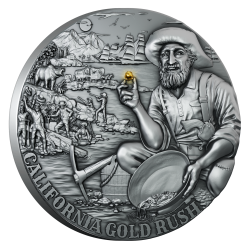 CALIFORNIA GOLD RUSH 2 OZ 5 DOLLARS SILVER COIN LIBERIA 2025