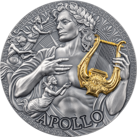 APOLLO MITOLOGIA GRECKA 2 OZ SREBRNA MONETA 2000 FRANCS KAMERUN 2025