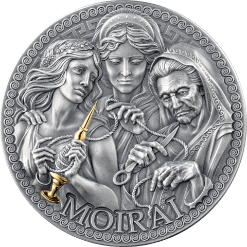 MOIRAI GRECKA MITOLOGIA 1 OZ SILVER COIN 1000 FRANCS CAMEROON 2025