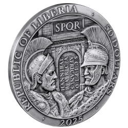 BITWA POD ZAMĄ BATTLE OF ZAMA - ROMAN EMPIRE P.DE GREEF 5 OZ 50 DOLLARS SILVER COIN LIBERIA 2025