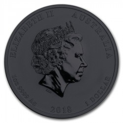 2018 1oz $1 AUD Australian Silver Dragon & Tiger Colorized Ruthenium Coin