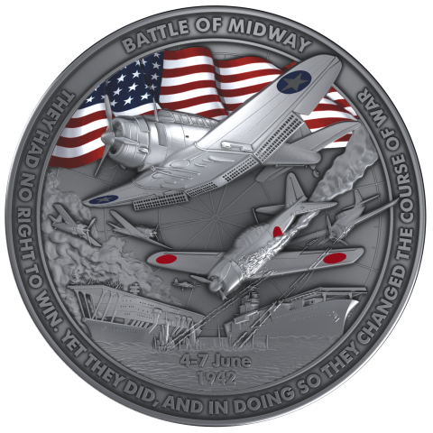 BATTLE OF MIDWAY 2 OZ 5 DOLLARS SILVER COIN LIBERIA 2025