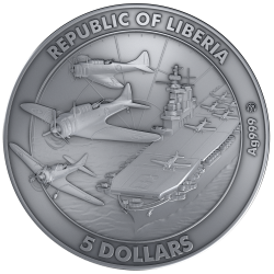 BATTLE OF MIDWAY 2 OZ 5 DOLLARS SILVER COIN LIBERIA 2025