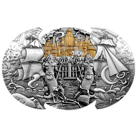 ATLANTIS LOST CIVILIZATION 5 OZ 10 DOLLARS SILVER COIN SAMOA 2025
