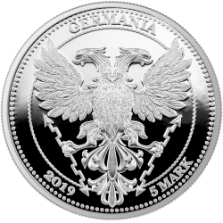 Liść Dębu Oak Leaf Germania 2019 1 Oz Proof 5 Marek srebrna moneta