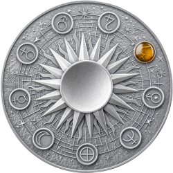 SATURN SYSTEM SOLARNY 2 OZ 10 CEDIS SREBRNA MONETA GHANA 2025