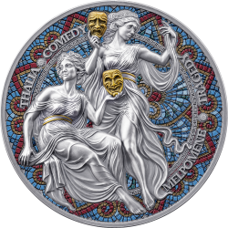 DZIEWIĘĆ MUZ - TERPSICHORE & EUTERPE 2 OZ 2000 FRANCS SREBRNA MONETA KAMERUN 2025
