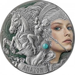 AMAZONKA AMAZON FEMINA BELLATOR SERIA 2 OZ 2000 FRANCS SREBRNA MONETA KAMERUN 2025
