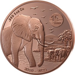 MONETA MIEDŻ INWWESTYCYJNA - SŁOŃ 5 OZ 1 DOLLAR MIEDZIANA MONETA LIBERIA 2025