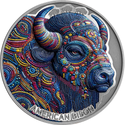 PATTERNS OF THE WORLD AMERICAN BISON 2 OZ 2000 FRANCS SILVER COIN CAMEROON 2025