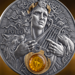 APOLLO DIVINE FACES OF THE SUN 3 OZ 5 DOLLARS SILVER COIN NIUE 2025