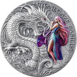 THE DRAGONOLOGY - STONEGAZE BASILISK 2 OZ 2000 FRANCS SILVER COIN CAMEROON 2025