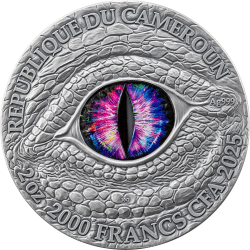 THE DRAGONOLOGY - STONEGAZE BASILISK 2 OZ 2000 FRANCS SILVER COIN CAMEROON 2025