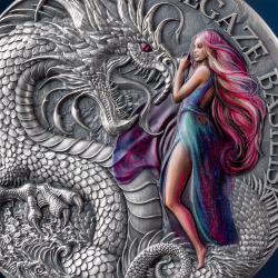 THE DRAGONOLOGY - STONEGAZE BASILISK 2 OZ 2000 FRANCS SILVER COIN CAMEROON 2025