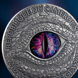 THE DRAGONOLOGY - STONEGAZE BASILISK 2 OZ 2000 FRANCS SILVER COIN CAMEROON 2025