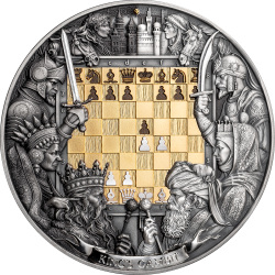 KING'S GAMBIT CHESS BATTLE 3 OZ 7 DOLLARS SILVER COIN NIUE 2025