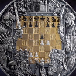 KING'S GAMBIT CHESS BATTLE 3 OZ 7 DOLLARS SILVER COIN NIUE 2025