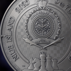 KING'S GAMBIT CHESS BATTLE 3 OZ 7 DOLLARS SILVER COIN NIUE 2025