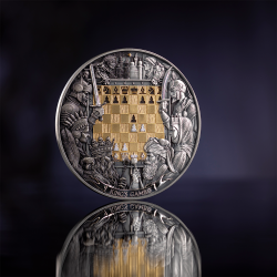 KING'S GAMBIT CHESS BATTLE 3 OZ 7 DOLLARS SILVER COIN NIUE 2025