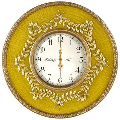 GOLDEN TABLE CLOCK FABERGE ART 1 OZ 1 DOLLAR SILVER COIN GOLD PLATED NIUE 2024