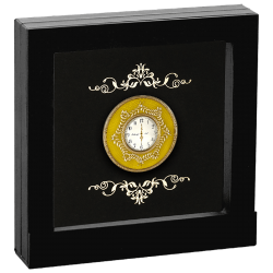 GOLDEN TABLE CLOCK FABERGE ART 1 OZ 1 DOLLAR SILVER COIN GOLD PLATED NIUE 2024