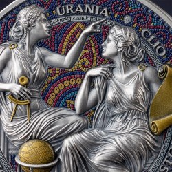 DZIEWIĘĆ MUZ - CLIO & URANIA - 2 OZ 2000 FRANCS SREBRNA MONETA KAMERUN 2026