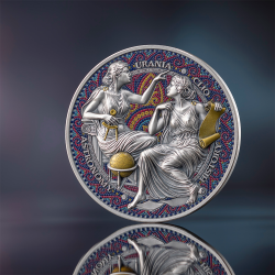 DZIEWIĘĆ MUZ - CLIO & URANIA - 2 OZ 2000 FRANCS SREBRNA MONETA KAMERUN 2026