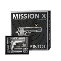 MISJA X - PISTOLET 2 OZ SREBRNA MONETA 5 TALA SAMOA 2025