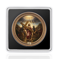 VIA CRUCIS THE FIFTEEN STATIONS SERIE STATION 2 JESUS TAKES UP HIS CROSS 1 OZ 1 DOLLAR SILVER COIN USA 2026