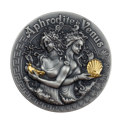GODDESSES APHRODITE AND VENUS Strong and Beautiful 2 Oz Silver Coin 5$ Niue 2020