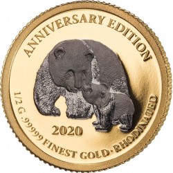GOLD RHODIUM EDITION 7 x 0,5G - 99999 ZŁOTO 7 x 1.000 FRANKÓW CFA REPUBLIKA GABOŃSKA 2020