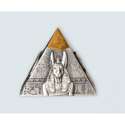SIGHTS OF THE ANCIENT EGYPT 3D PYRAMID OF KHAFRE 5 OZ SILVER COIN 250 FRANCS DJIBOUTI 2021