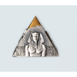 SIGHTS OF THE ANCIENT EGYPT 3D PYRAMID OF KHAFRE 5 OZ SILVER COIN 250 FRANCS DJIBOUTI 2021